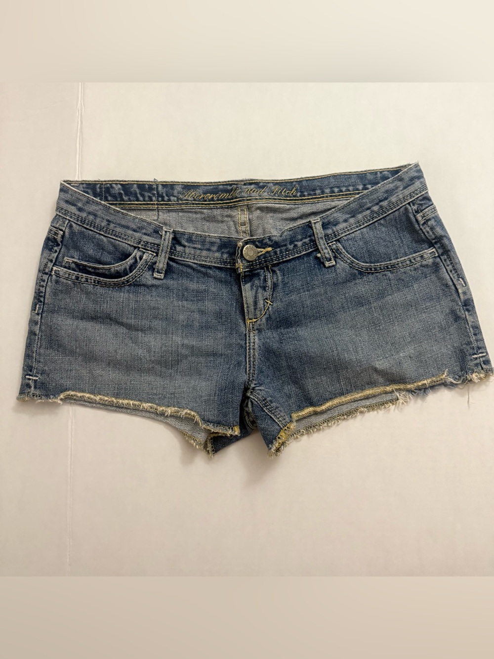 Abercrombie & Fitch Light Blue Distressed Denim Shortalls